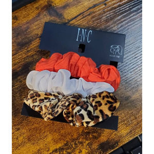 INC International Concepts 3PC Mixed Fabric Hair Scrunchie Set